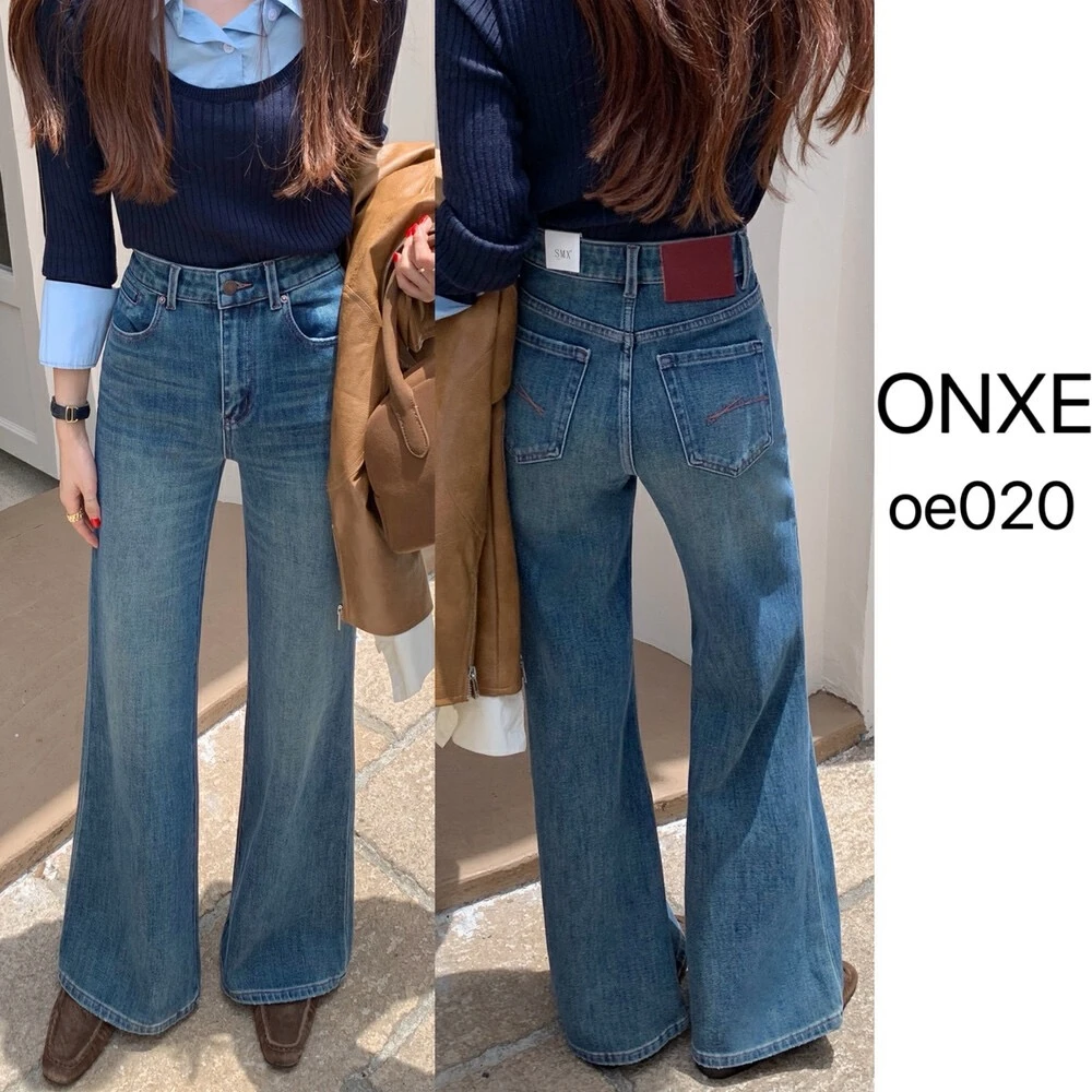 秋上新安可拉直筒喇叭牛仔裤裤子宽松高腰显瘦夏季牛仔裤百搭阔腿
