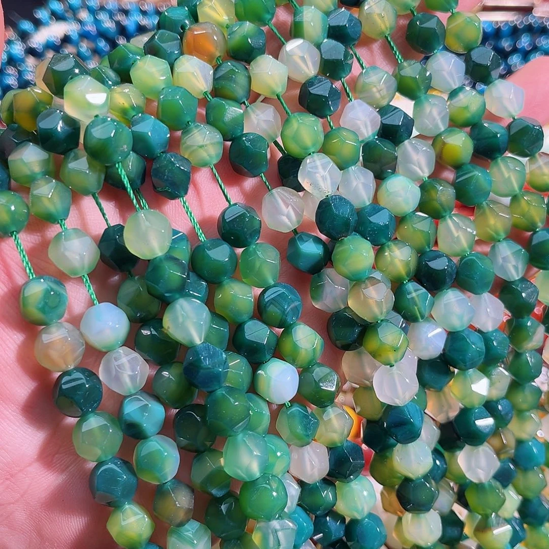 玛瑙/玉髓未镶嵌珠宝半成品绿玛瑙砖切一条10mm
