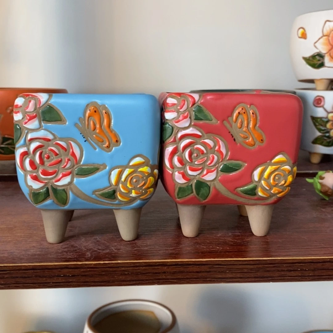 红陶韩式多肉植物花盆