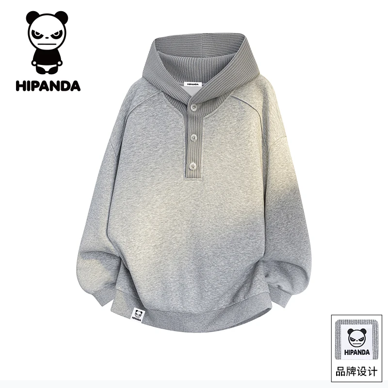 HiPanda你好熊猫潮牌高级感卫衣男款秋冬百搭休闲连帽长袖打底衫