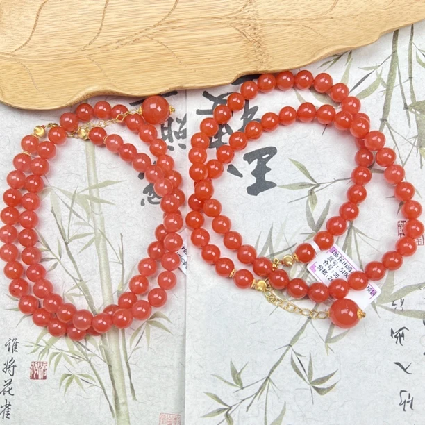 XH51南红冰红项链8mm+多样性发其一