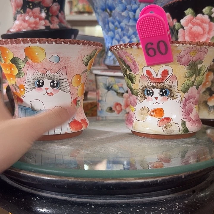 景德镇手绘花盆 满38包邮