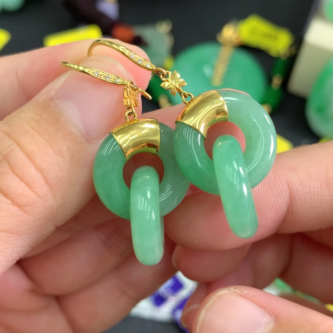 湘***主翡翠18K金镶嵌吊坠(不含链)
