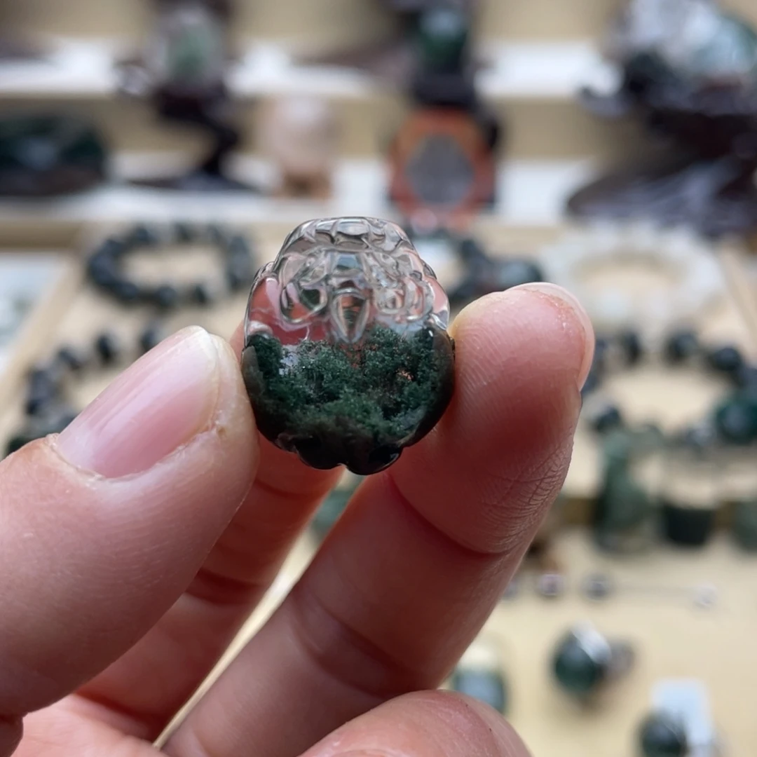 颈饰水晶未镶嵌绿幽灵聚宝盆貔貅