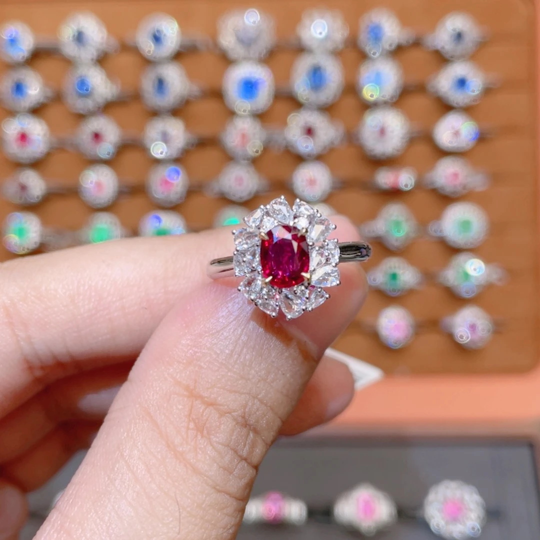戒指18K金镶嵌红宝石1.07ct 无烧鸽血