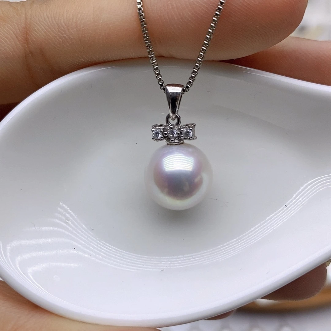 淡水珍珠银S925镶嵌吊坠(赠链)