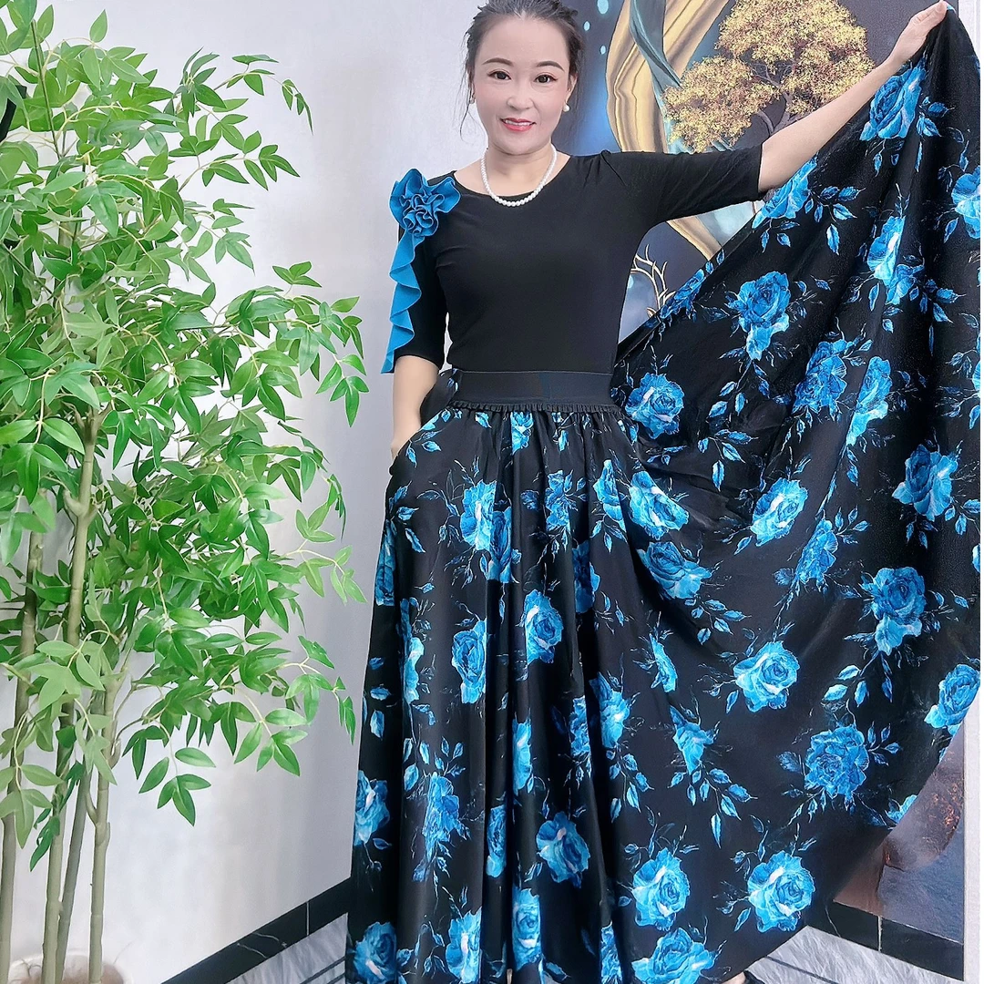 华丝格【芳芳老师】摩登舞服半身双兜大摆裙国标舞大摆裙
