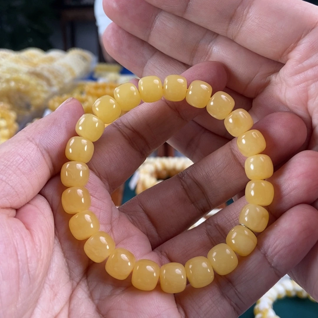 琥珀未镶嵌珠宝奇石9+鸡油黄同料串13.06