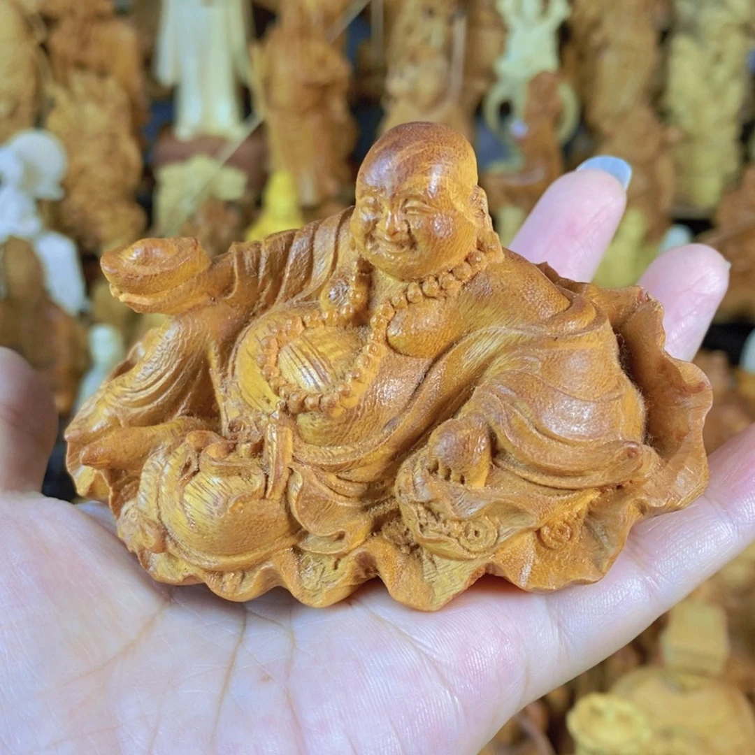 木黄金檀长10厘米荷叶原版弥勒