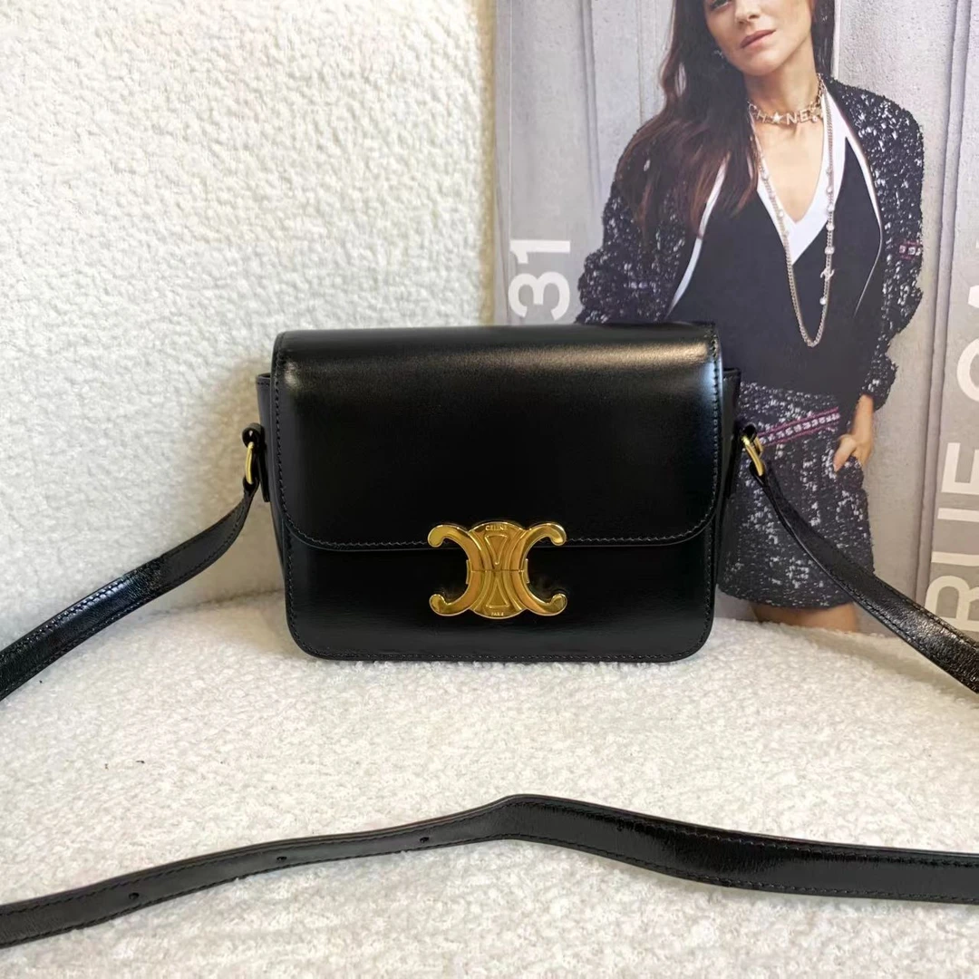 99新 Celine/思琳 壹臻/黑金凯旋门box单肩包/ 48182687