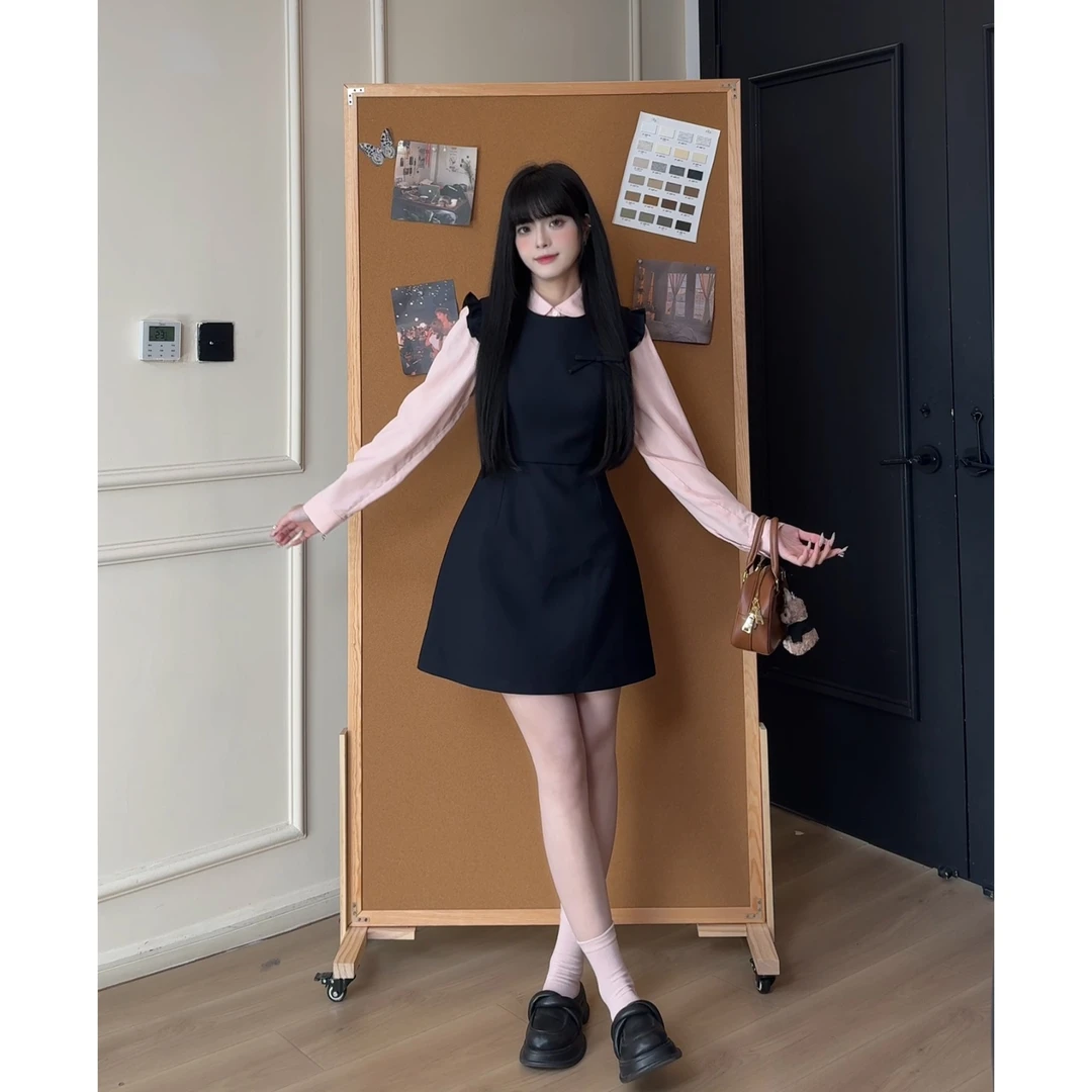 RICHINCHEESE 粉色佳人 韩系设计显贵高级收腰连衣裙百搭衬衫套装