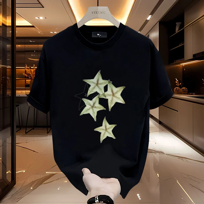 2025新款潮流痞帅潮牌印花宽松休闲重磅纯棉短袖T恤男女百搭上衣
