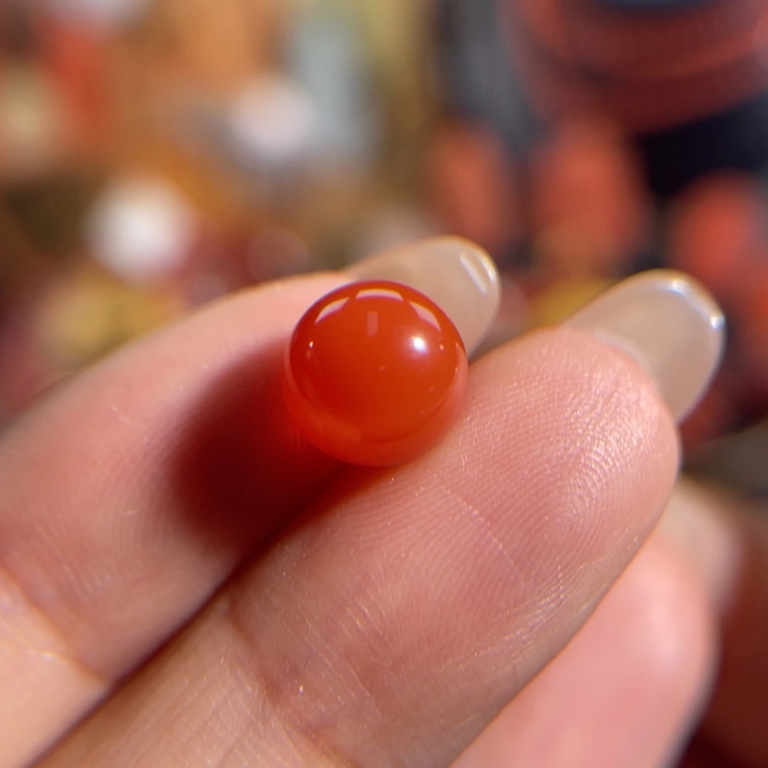 南红玛瑙未镶嵌大黑洞圆珠单珠8.9mm不退换