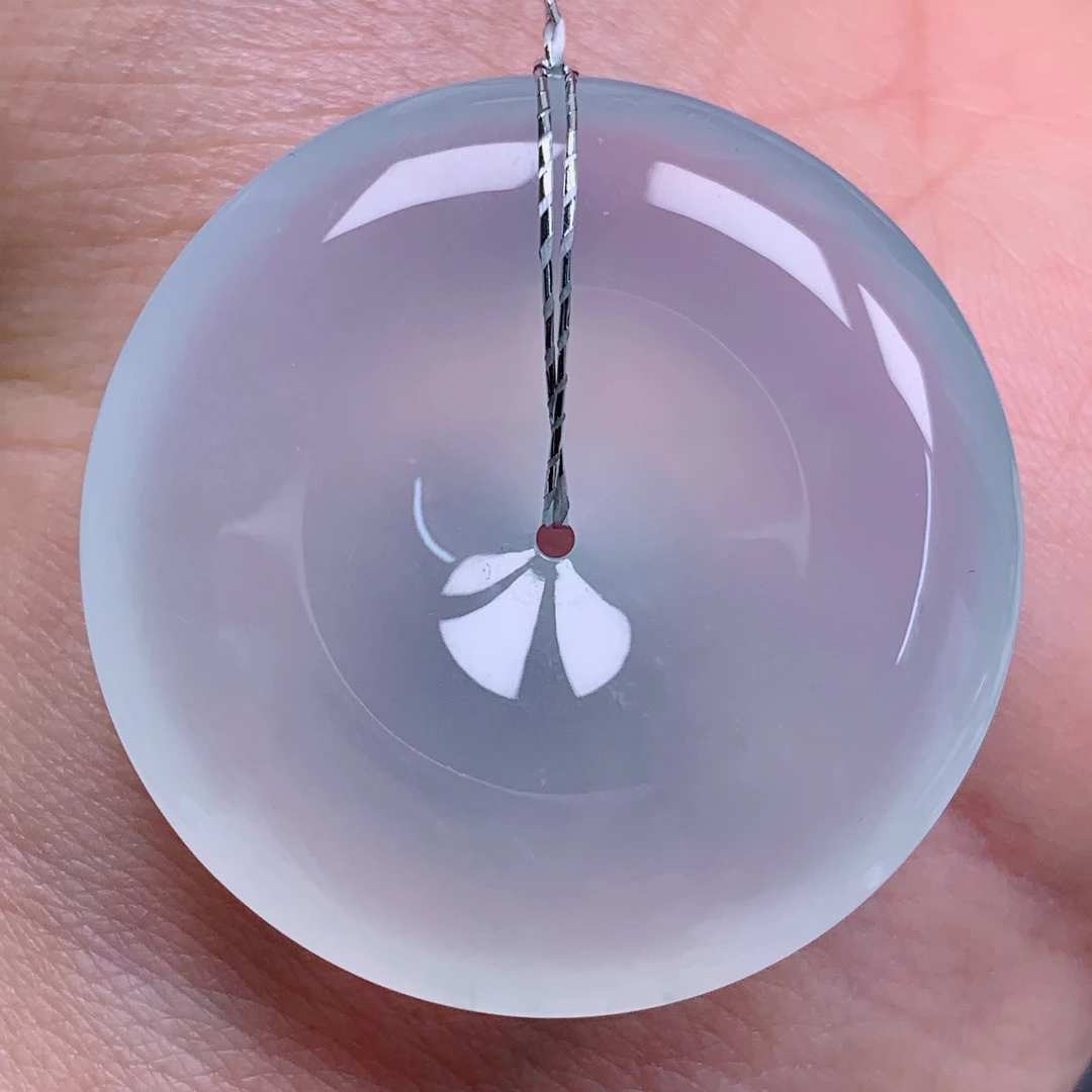 天然缅甸翡翠A货正冰平安扣气质精美尺寸33.8+6.9  37.