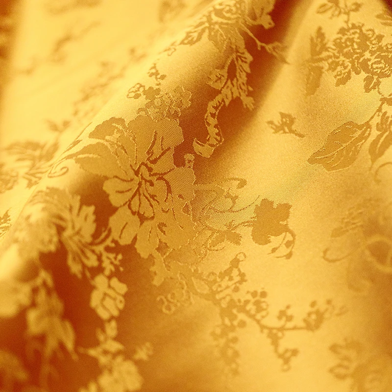 中国风高档醋酸面料里料金黄色服装设计DIY柔软亲肤
