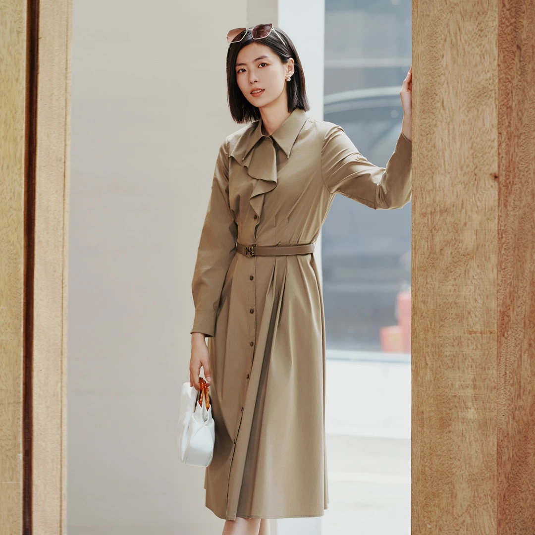 【众心专属】歌蒂诗秋专柜新款个性飘带设计polo领连衣裙 8E32L2822