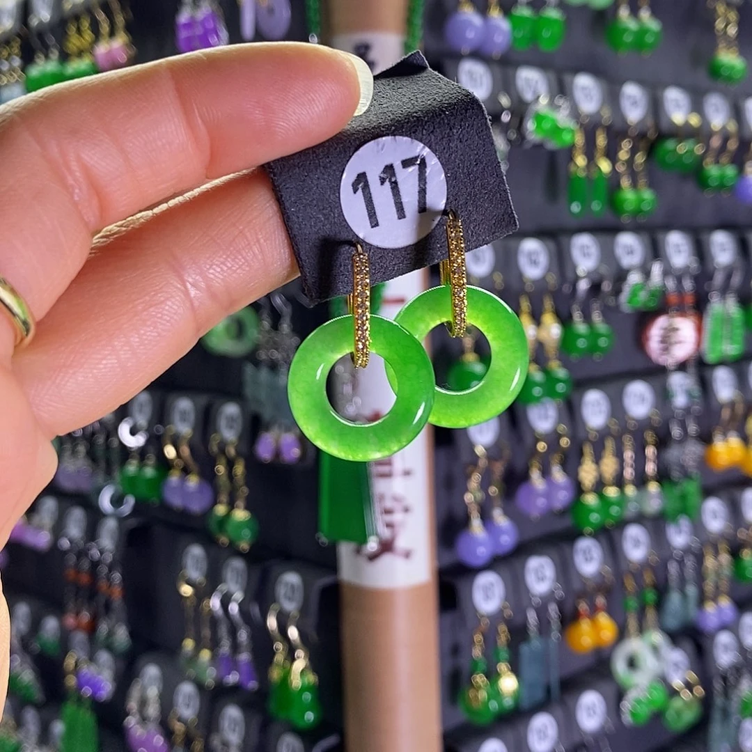 银S925镶嵌翡翠耳饰117