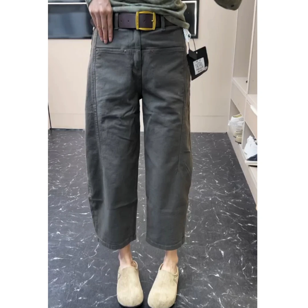 2025早秋新款高腰显瘦时尚百搭时尚阔脚牛仔裤