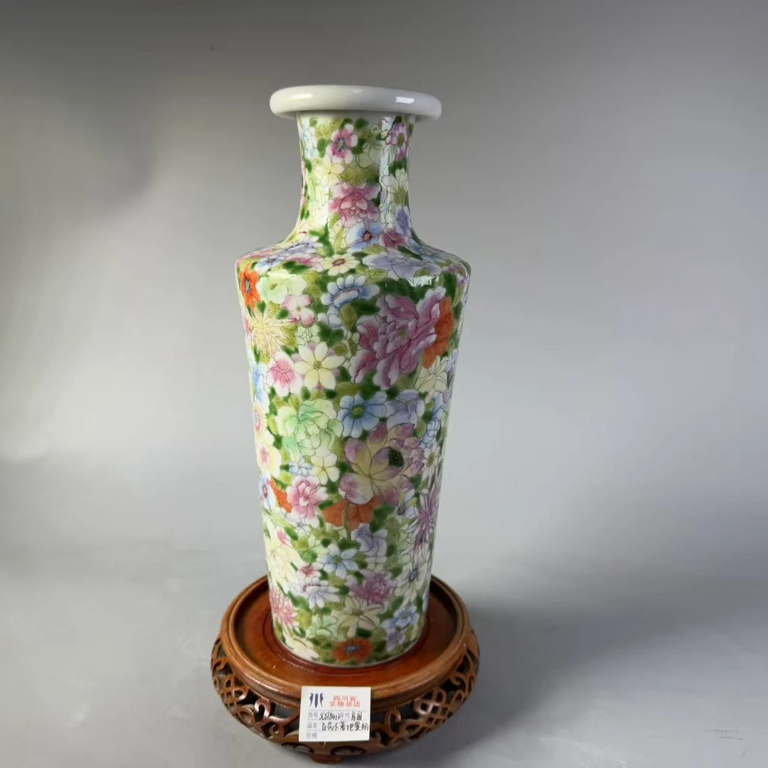 SCS18412民国百花不落地赏瓶