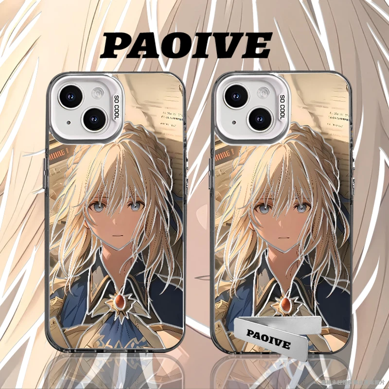薇尔莉特适用苹果华为vivoiPhone小米三星防摔彩银手机壳