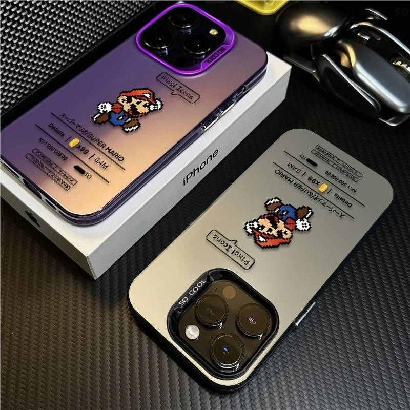 像素马里奥适用苹果15Promax手机壳创意iPhone16卡通14保护套13防