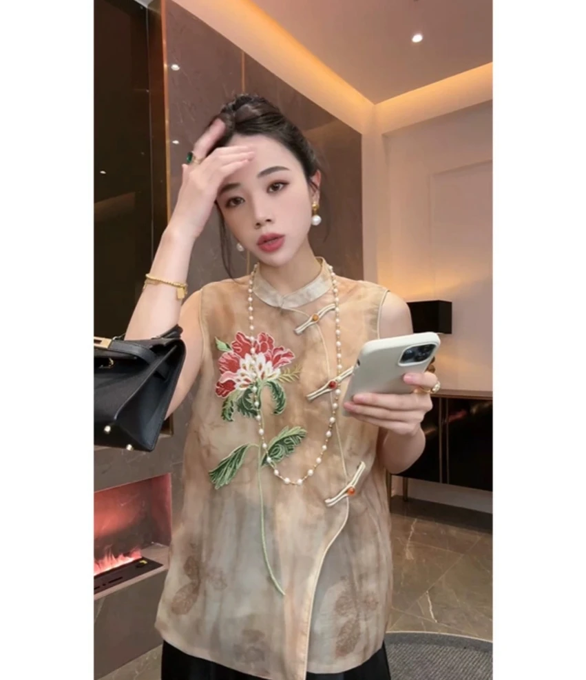 【一枝独秀】新中式休闲百搭重工刺绣国风上衣马甲20246174———林林