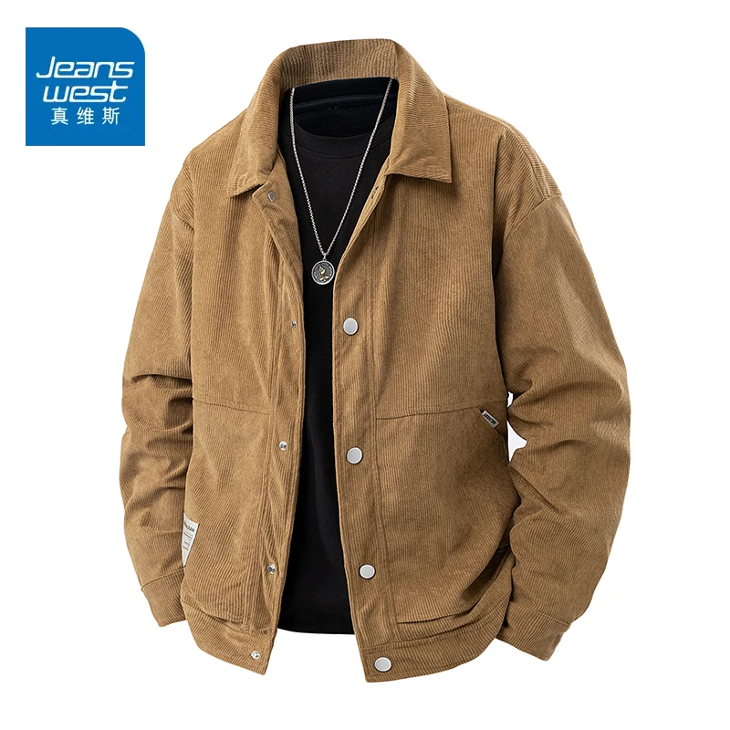 真维斯宽松行政夹克男士爆款2025新款痞帅男款灯芯绒港风外套男装