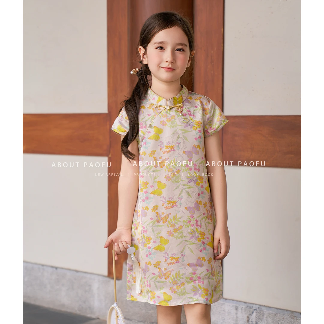 【童韵】泡芙定制 夏季100人丝25姆米花罗新中式旗袍裙 DY1250444