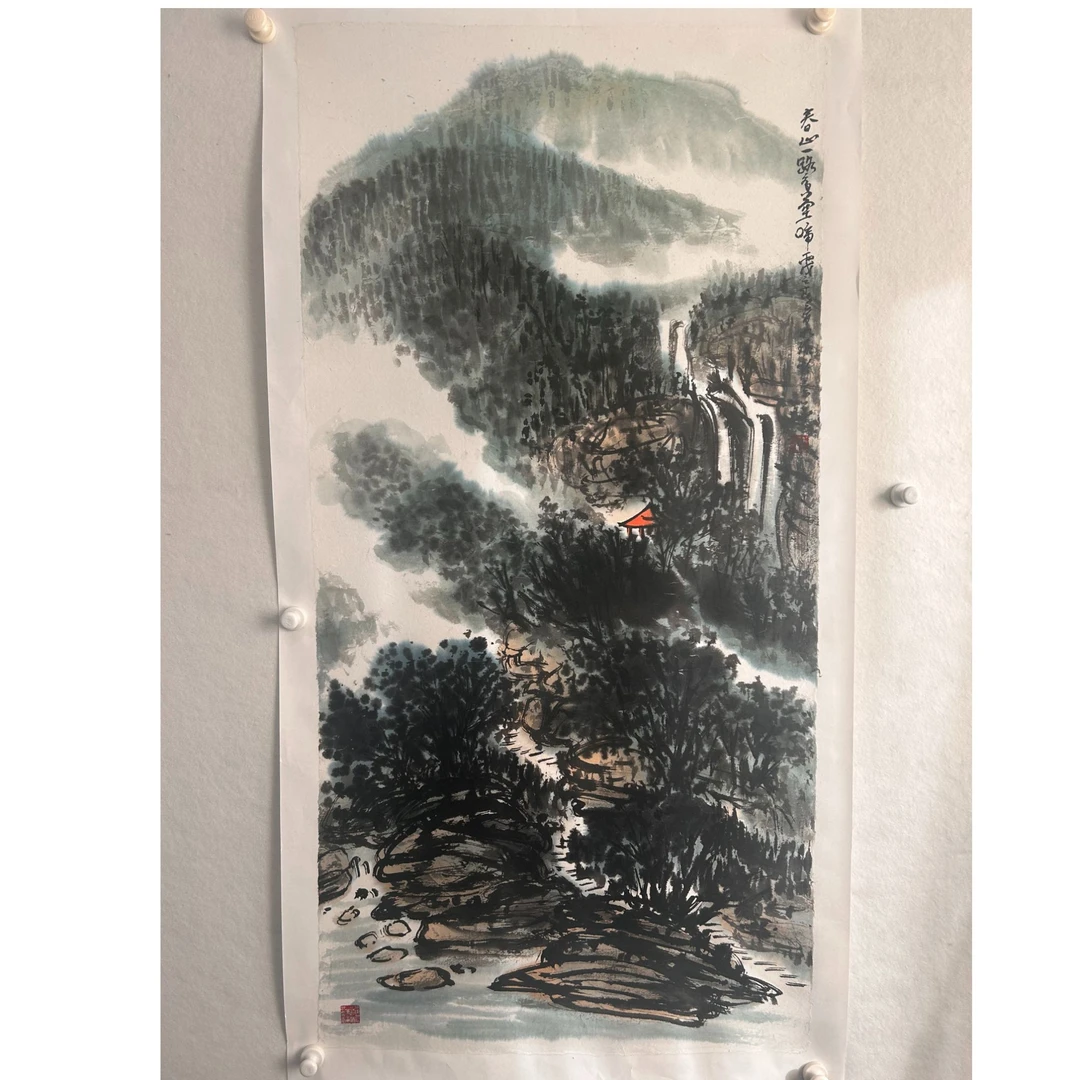 5008 山水图 纸本设色 立轴136×68