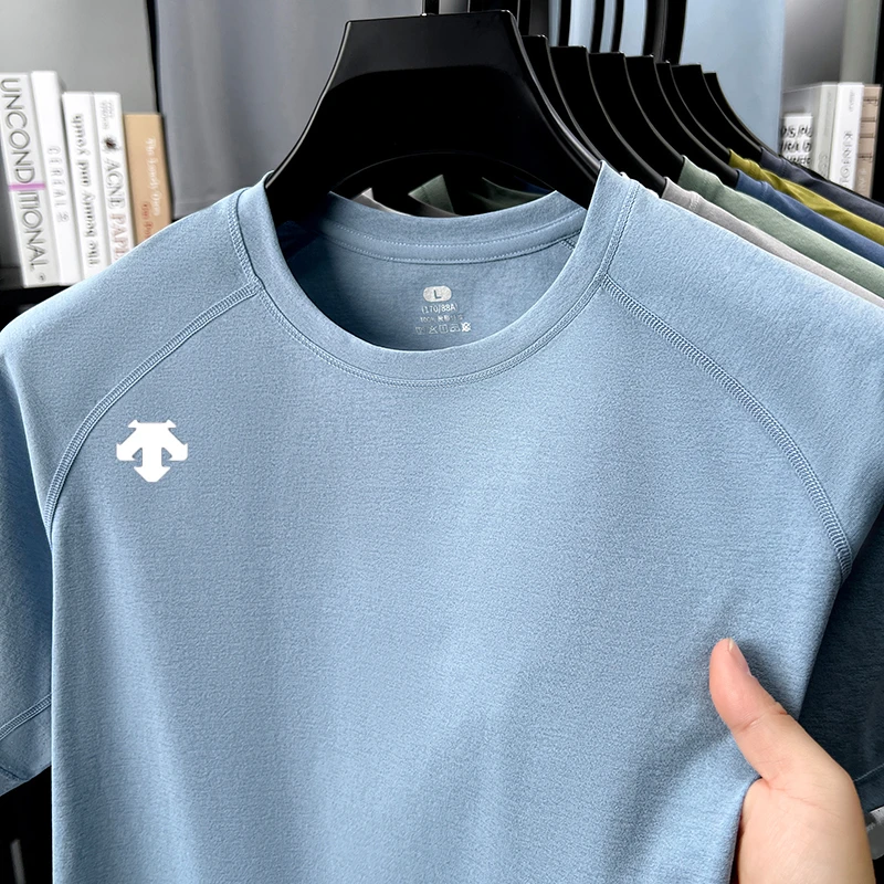 Y【奥莱撤柜】迪家圆领T恤百搭运动T恤夏季短袖t恤透气纯色休闲