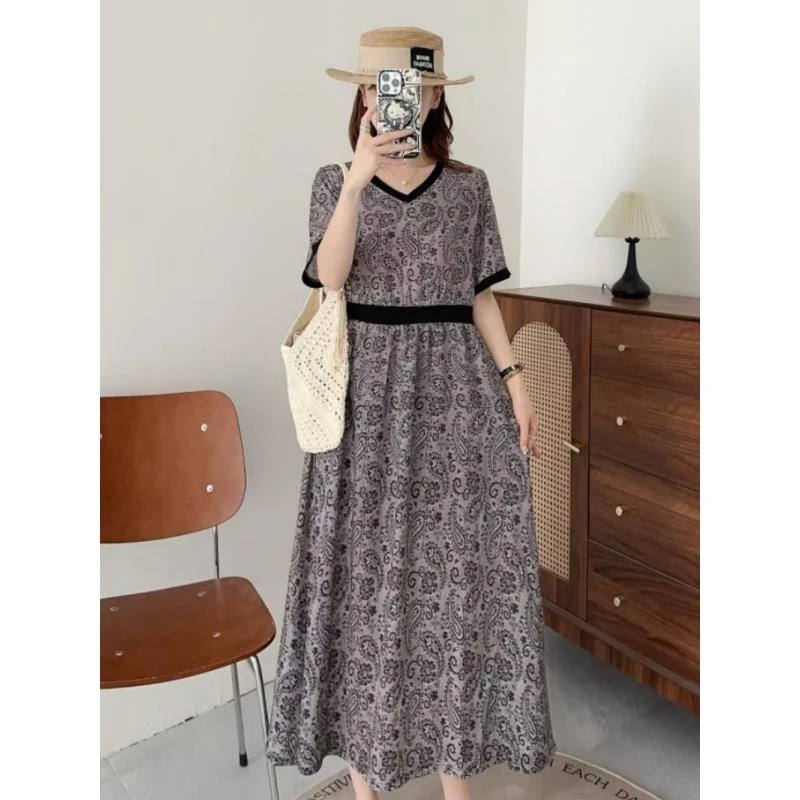 JYP-[洋气百搭]2025夏宽松遮肉显瘦棉绸百搭连衣裙GL-FC6160