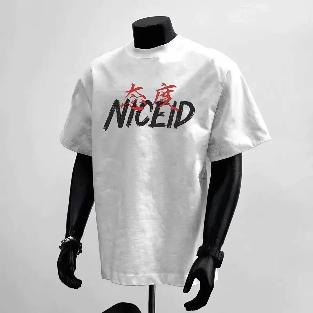 美式高街潮牌t恤男欧美街头字母印花短袖夏季重磅纯棉情侣半截袖