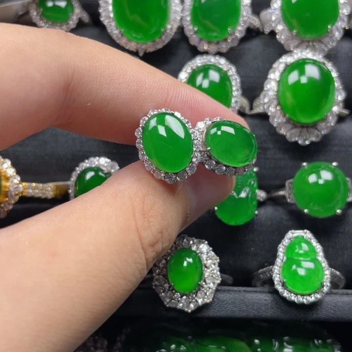 翡翠银S925镶嵌耳饰