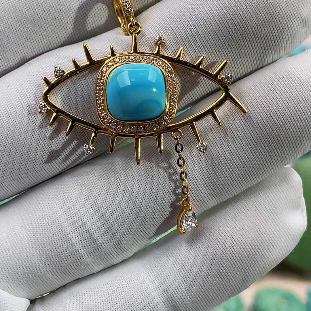 绿松石珠宝奇石18K金镶嵌