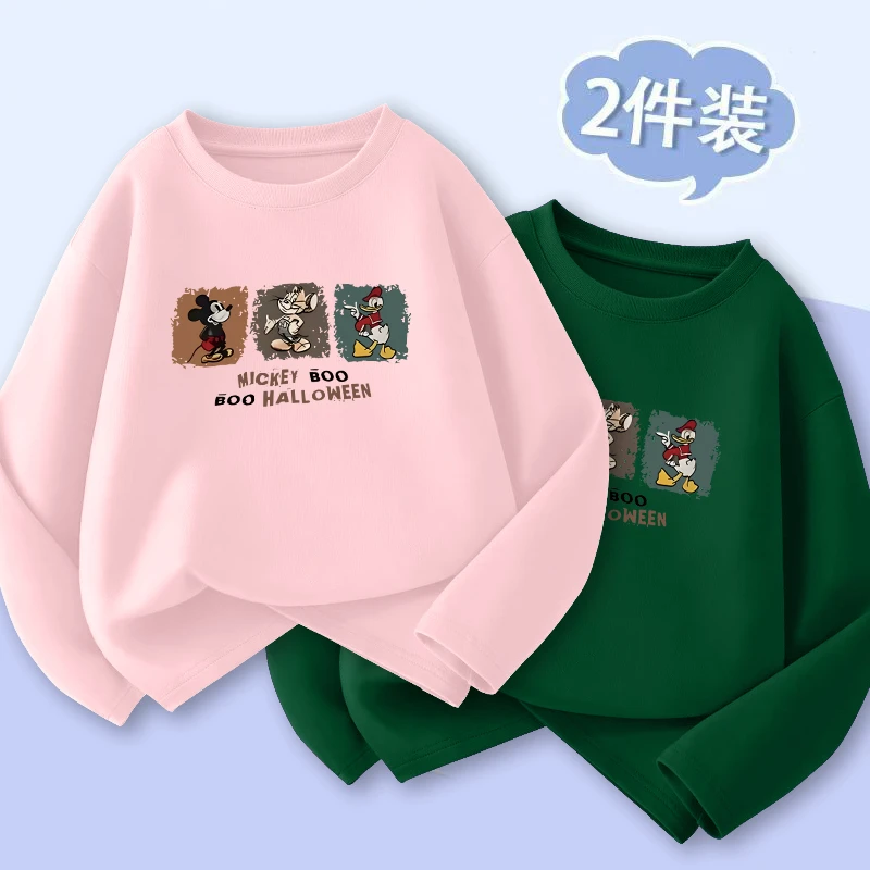 春秋新款儿童纯棉长袖T恤男女童卡通印花休闲百搭圆领上衣童装