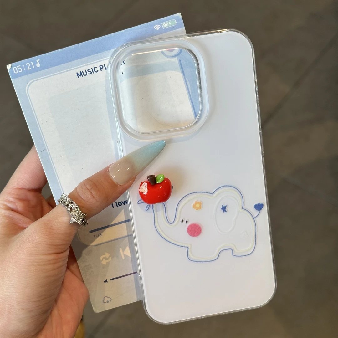 欧克里里立体红苹果大象适用苹果16大孔手机壳华为vivo小米15oppo