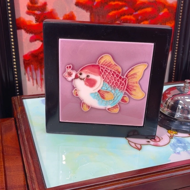 木瓷板画艺术作品杯垫摆件多功能