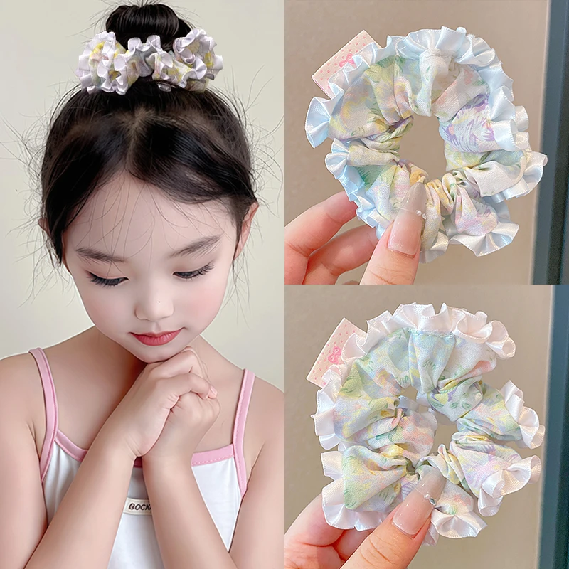 儿童绣花大肠发圈不伤发高弹力橡皮筋宝宝发绳头饰女童扎发头绳