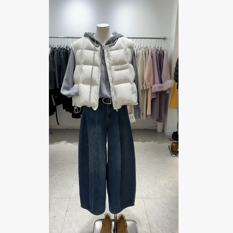 2025冬季爆款韩系高级感穿搭一整套棉服马甲连帽上衣阔腿裤三件套