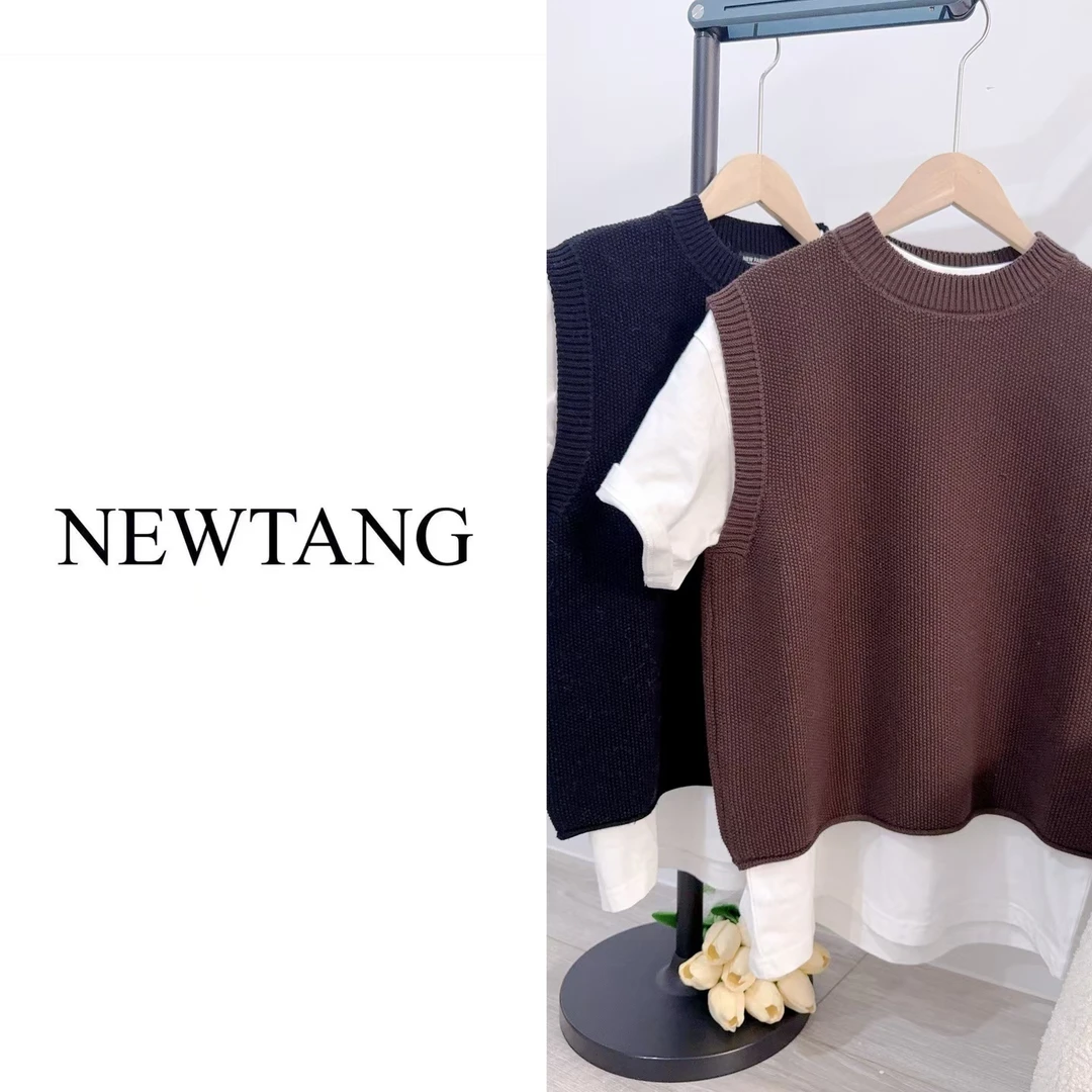 【纯色马甲】208马甲针织背心新款减龄毛线针织  咖啡 黑色