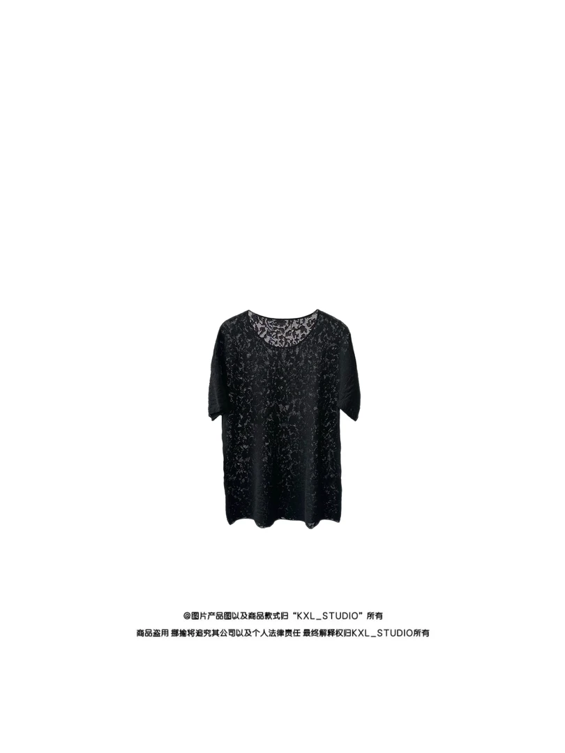 KXL-STUDIO 【KELE精选】印花透气针织上衣半袖2115-2