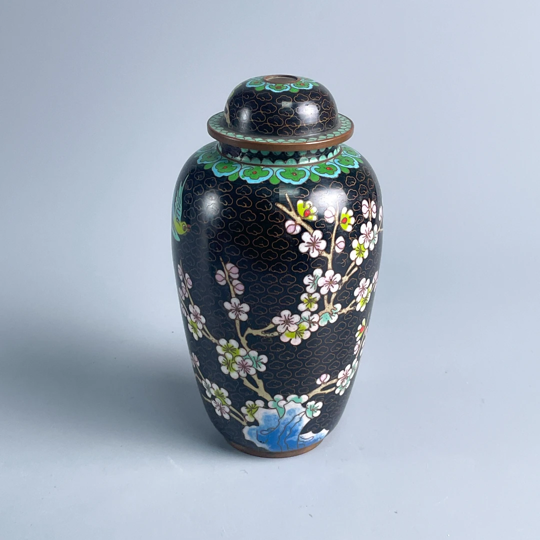 铜器/古董创汇铜胎掐丝珐琅盖瓶M25AQ000D08古玩收藏/文物/绣花张