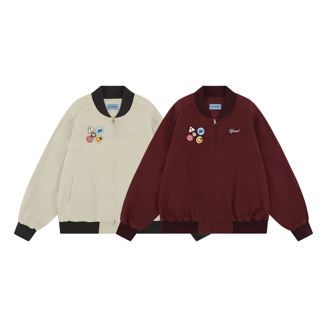 【慌慌】2025新款美式复古棒球服夹克外套男女同款休闲外套Y0018
