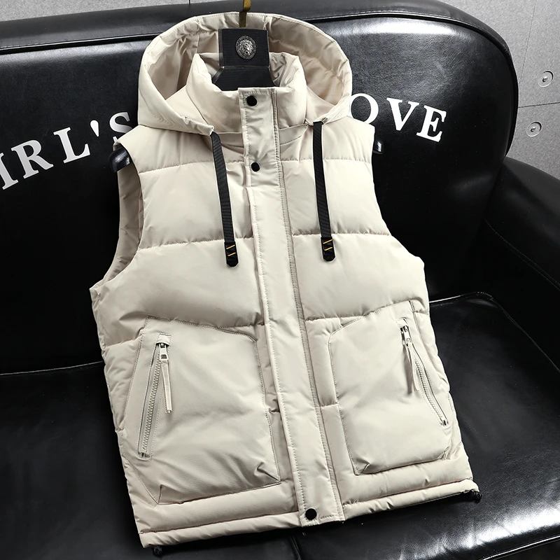 秋冬季工装复古棉马甲男潮牌连帽加厚保暖背心青年防寒坎肩外套