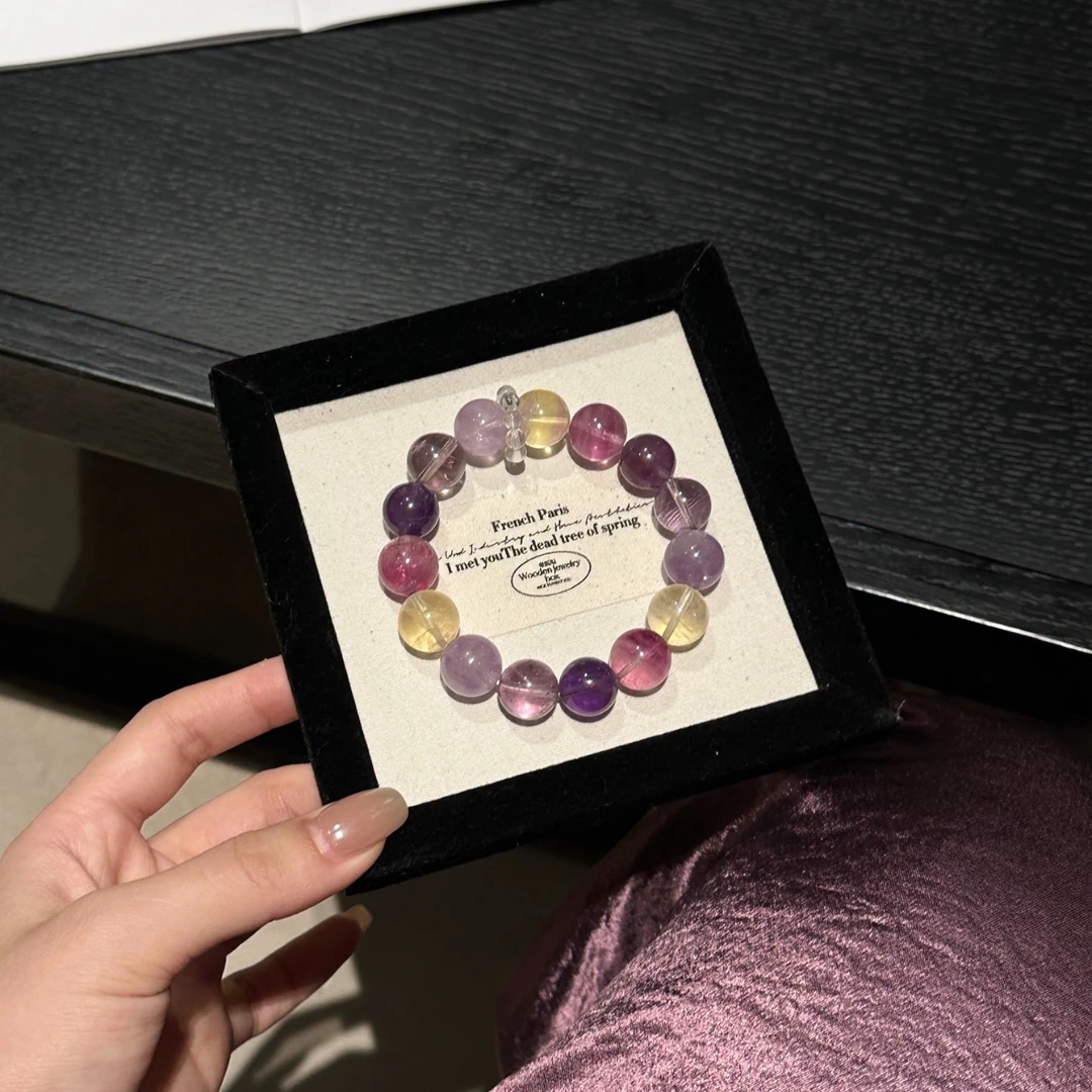 【九紫时代】紫水晶 紫莹石 黄莹石水晶手串手链（拍2件才是正价）