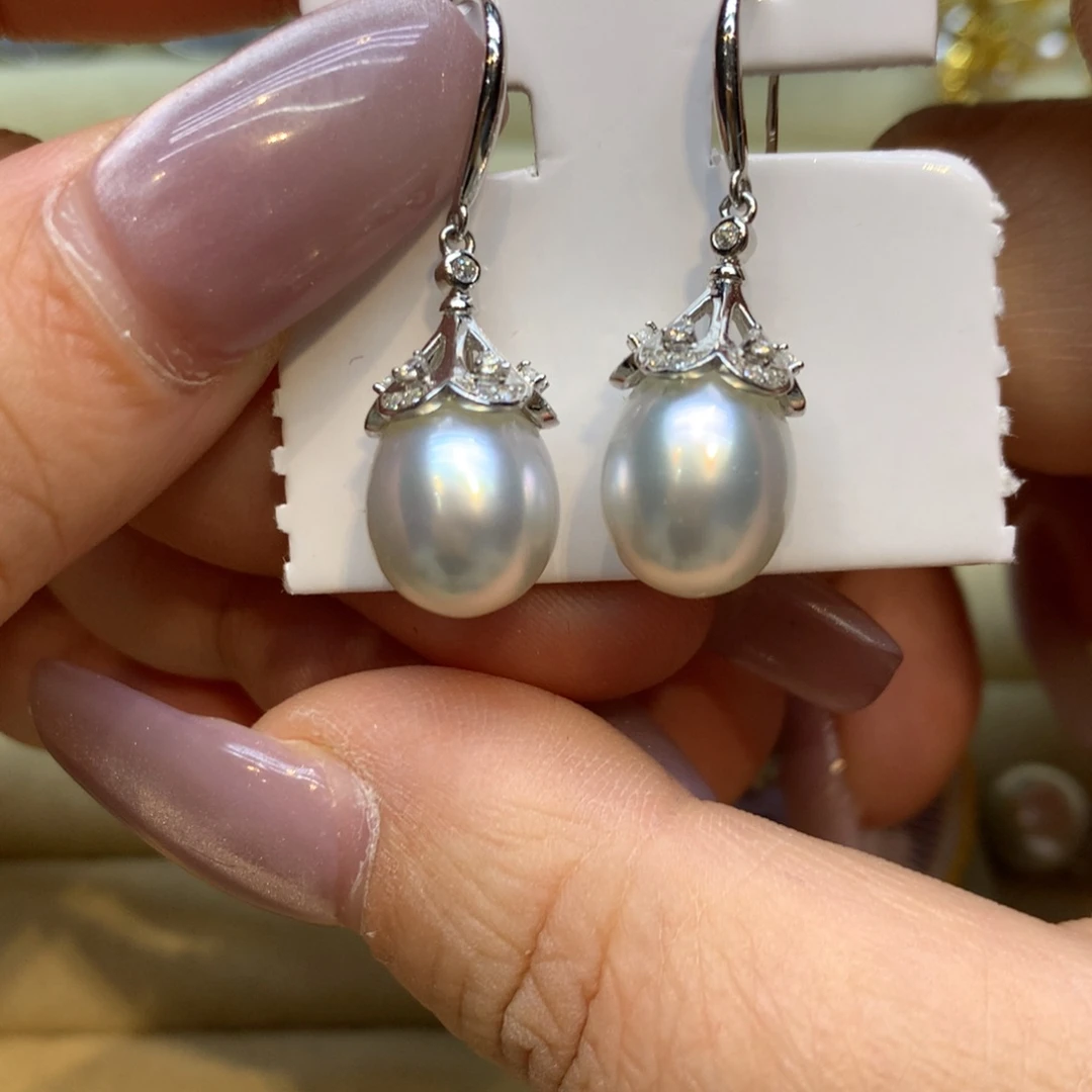 银S925镶嵌耳饰海水珍珠