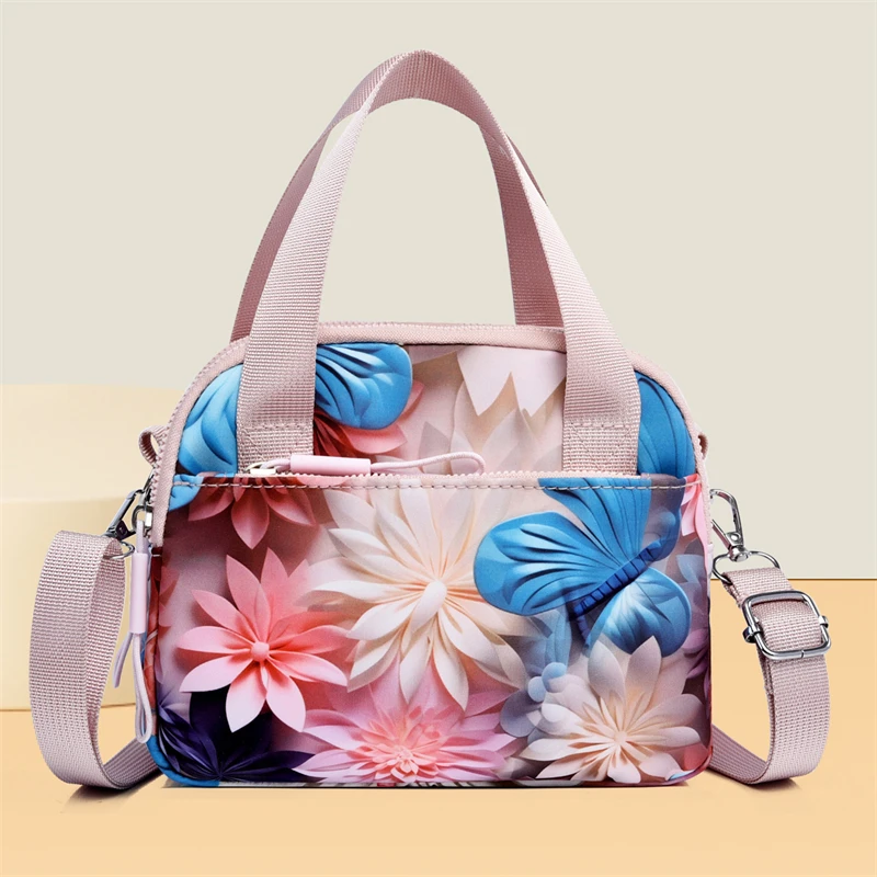 单肩斜挎包手机包大容量手提包印花手拎包包多隔层女士妈妈包