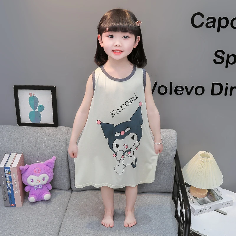 莫代尔儿童睡衣夏季卡通睡裙女童薄款空调服女孩宝宝婴儿家居裙夏