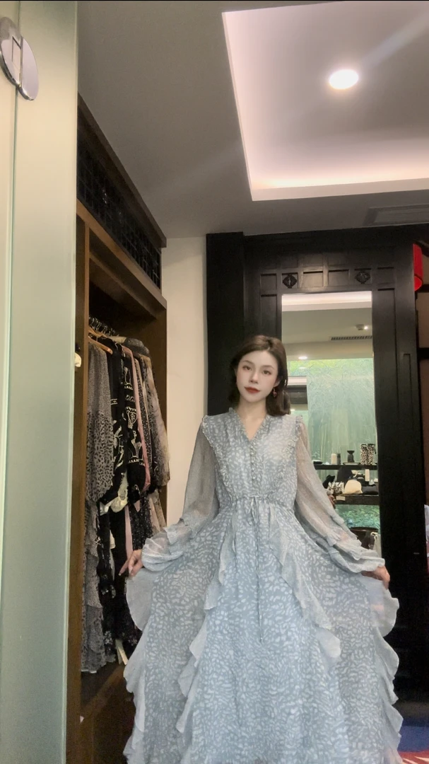 【林姐真丝-海言天空】重磅100桑蚕丝连衣裙Y9102