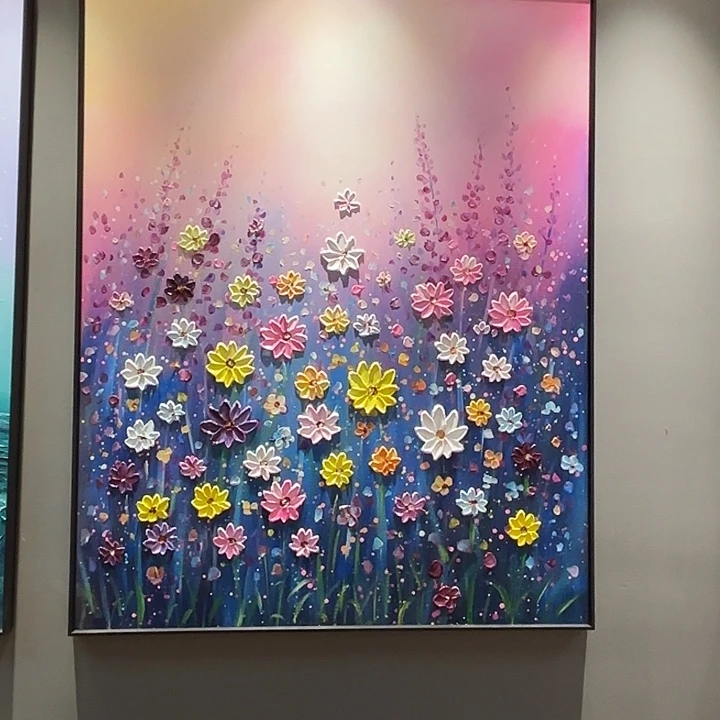 超***哥竖款80.100紫色花黑框